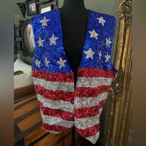 July 4th American flag sequin jacket XXXL